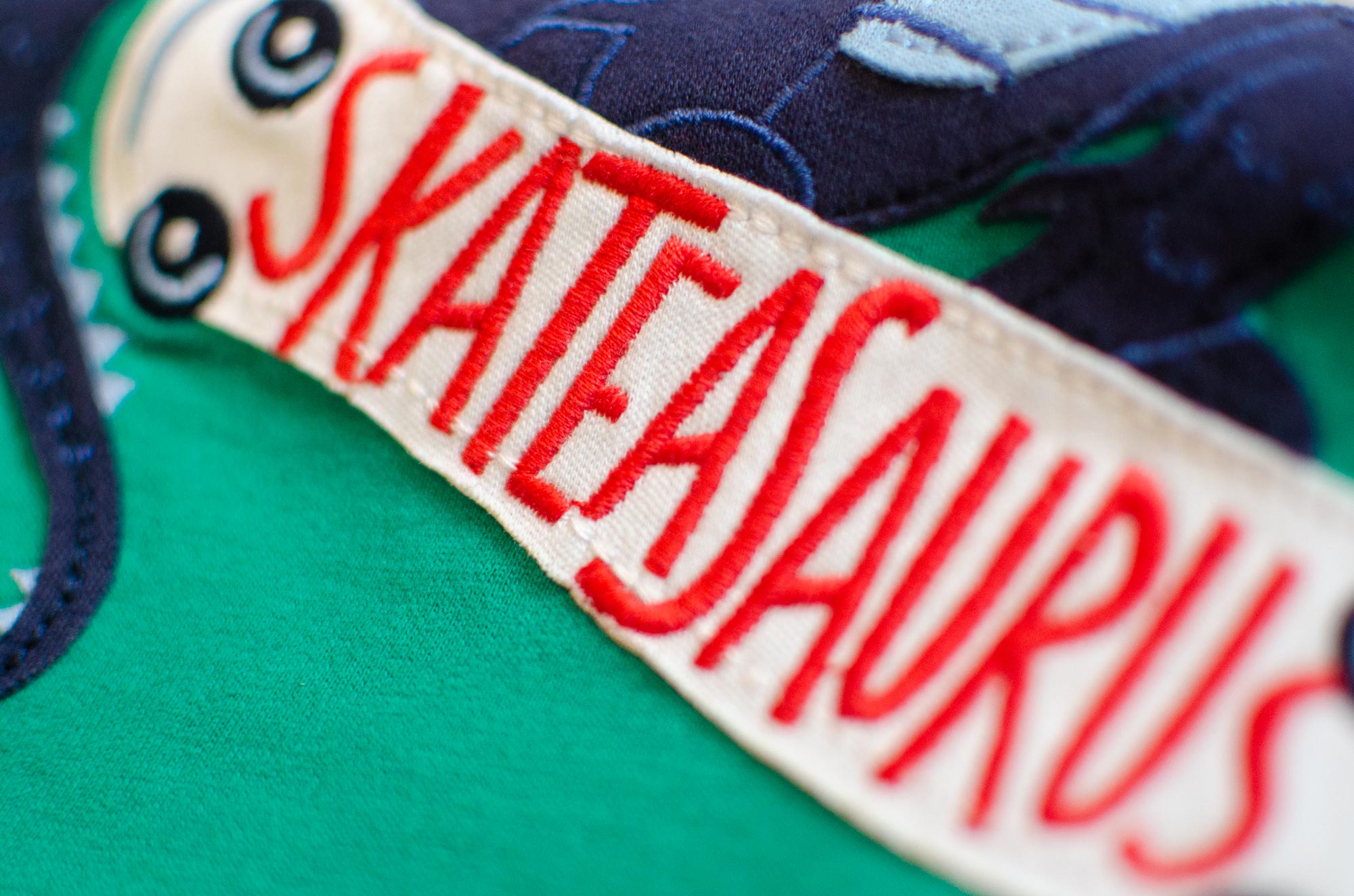 Skateasaurus embroidered letters for Joules by Elly Jahnz