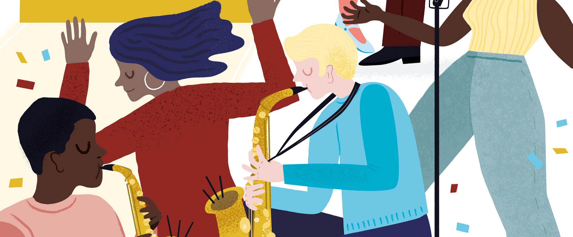 Section of illustrated poster for Ronnie Scott's Jazz Club by Elly Jahnz