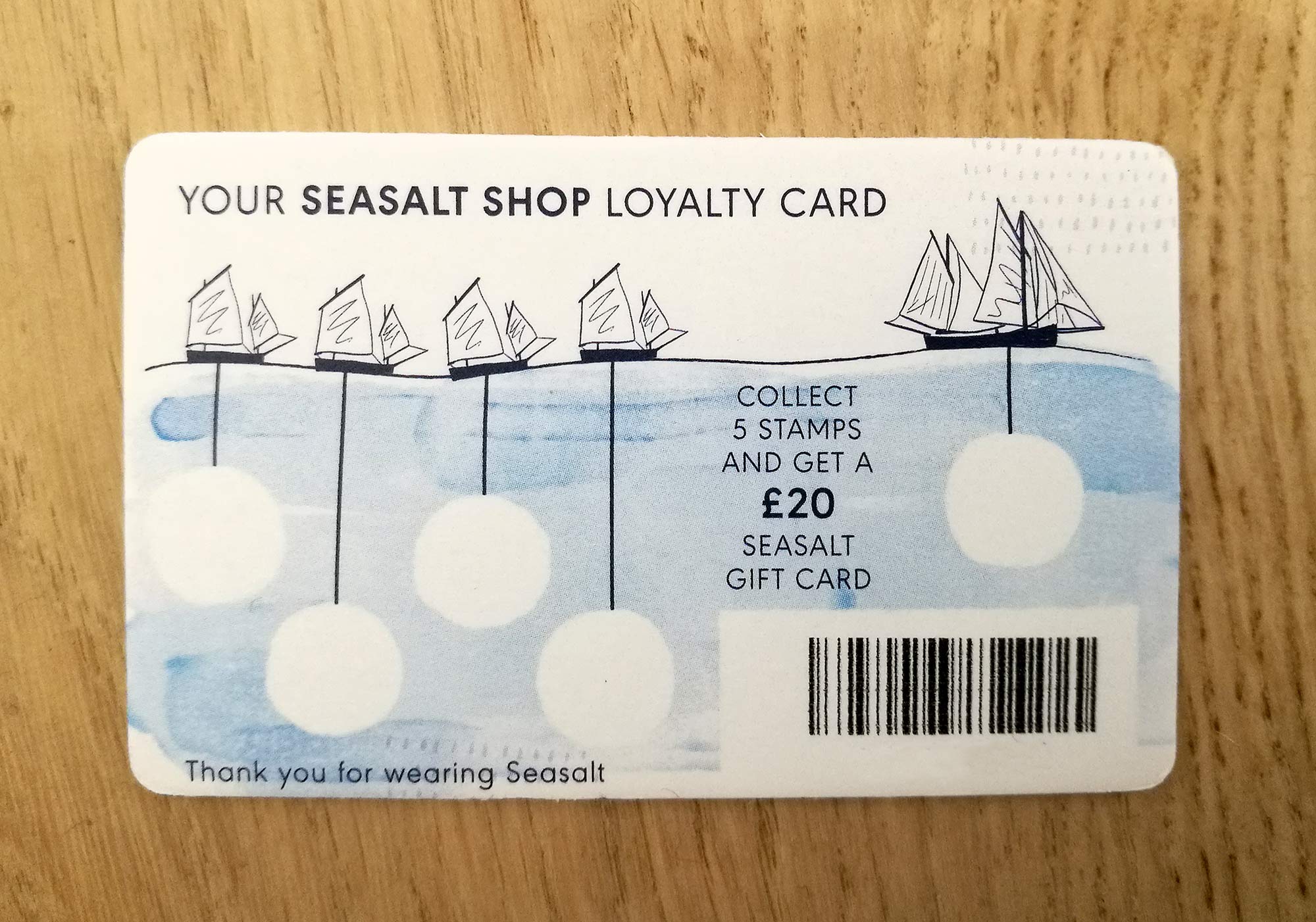 Shop Loyalty Card designed for Seasalt Cornwall